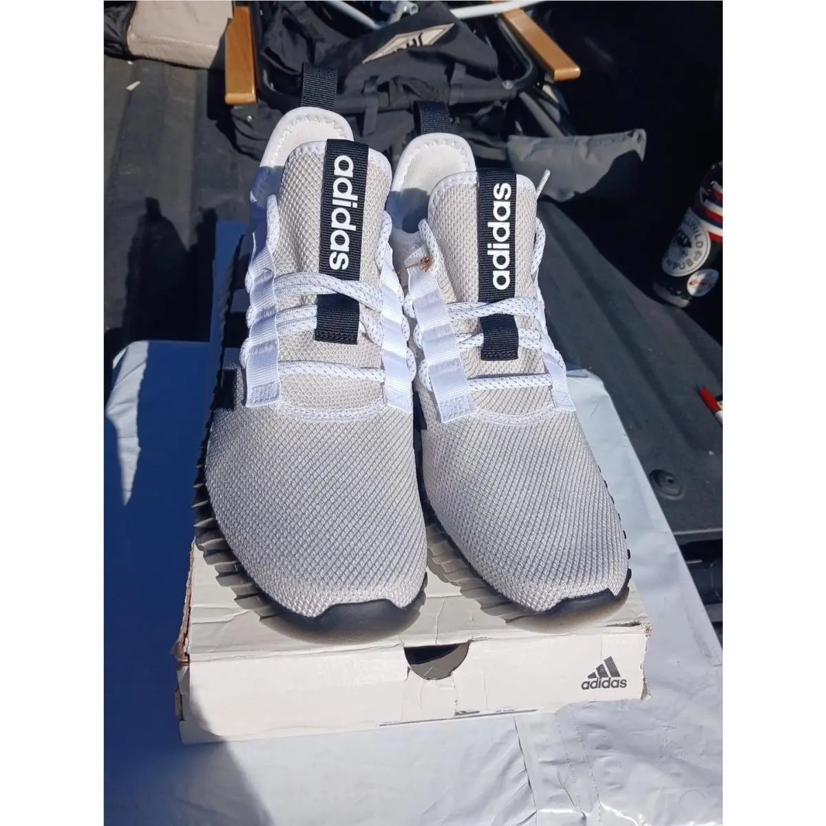 Size 11  Kaptir 3.0 White Black Grey Running Shoe Sneaker Mens IE6624 by Adidas