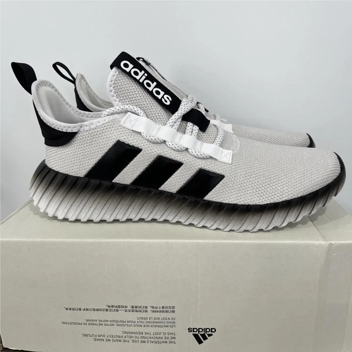 Size 11 Adidas Kaptir 3.0 White Black Grey Running Shoe Sneaker Mens IE6624