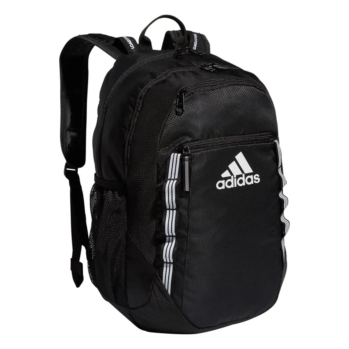 Adidas Black White Stripe Backpack with Laptop Sleeve and Loadspring Straps