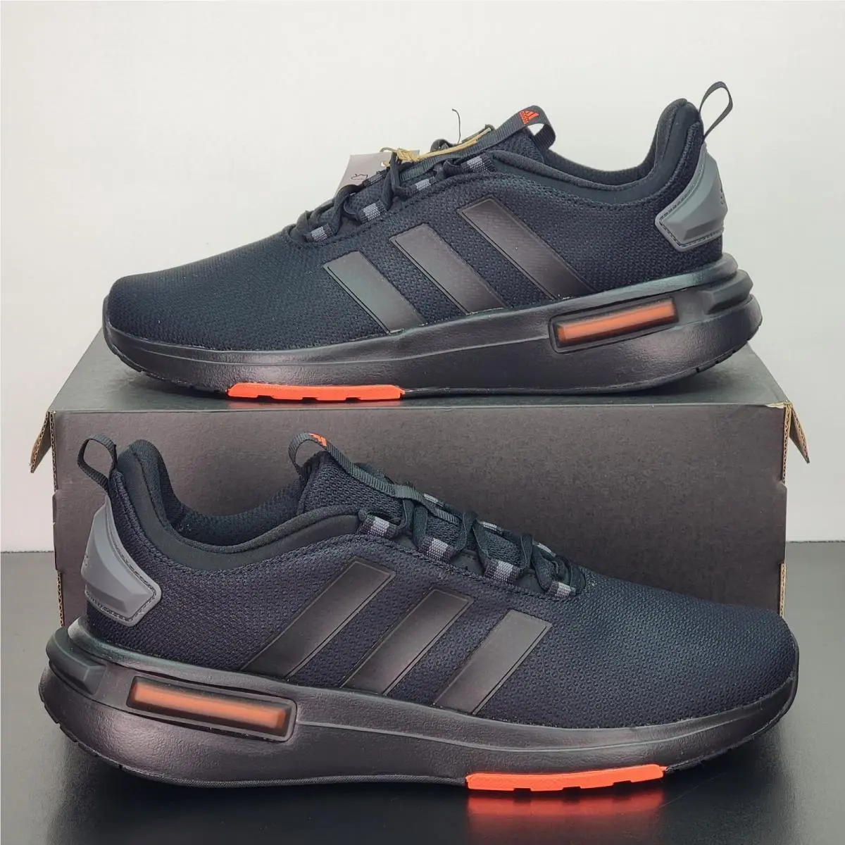 Adidas Racer TR23 Men`s Size 12 Athletic Shoes Black Orange Casual Sneakers
