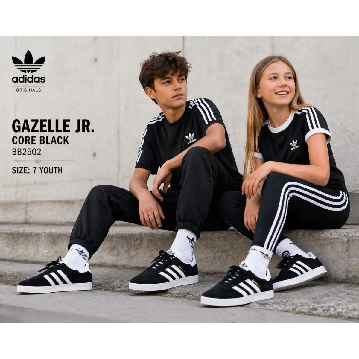 Adidas Orginal Gazelle Jr. Core Black BB2502 Sneaker Shoes Trendy 7 Y 8.5W