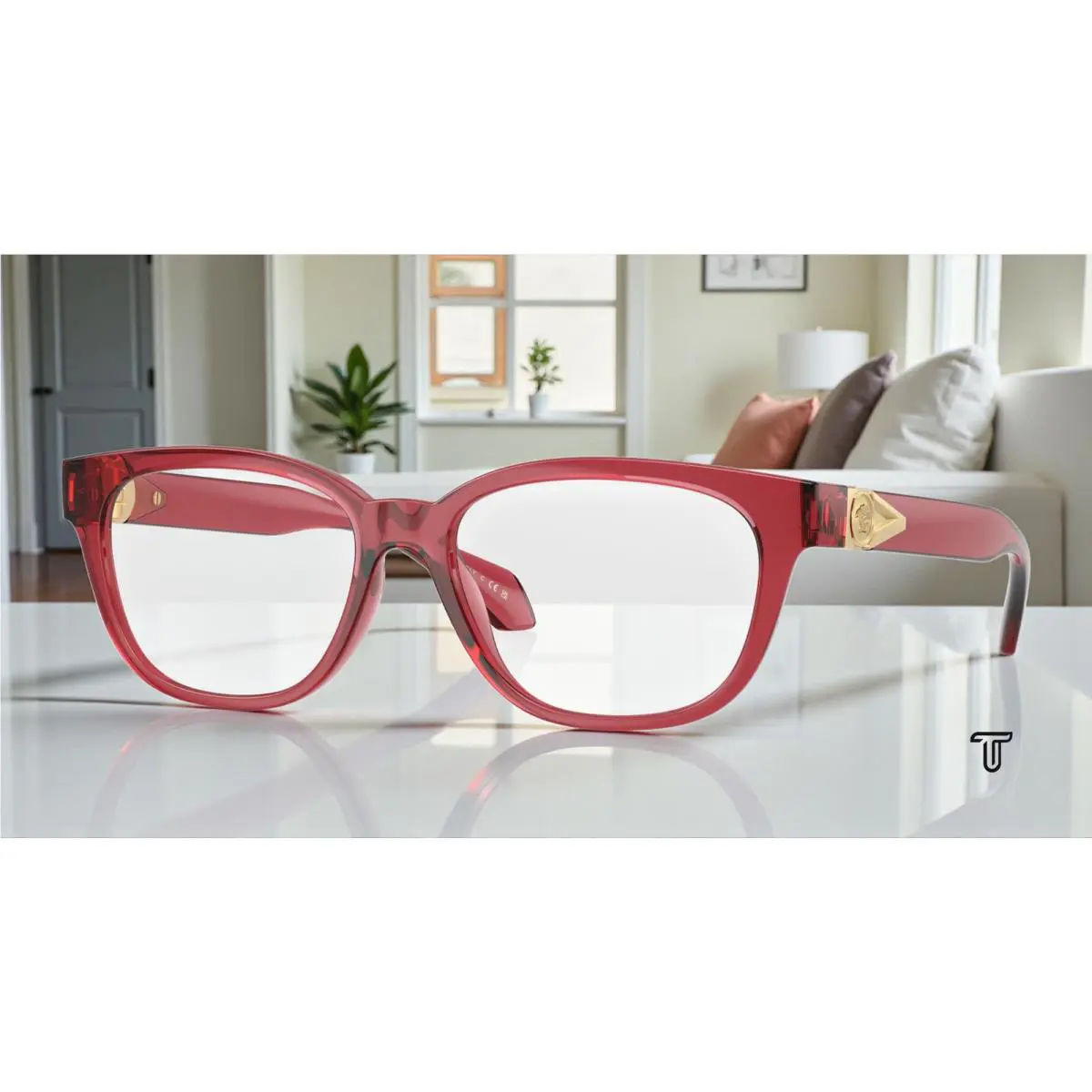 Versace VE3376U 5523 Transparent Red Demo Lens 51 mm Women`s Eyeglasses