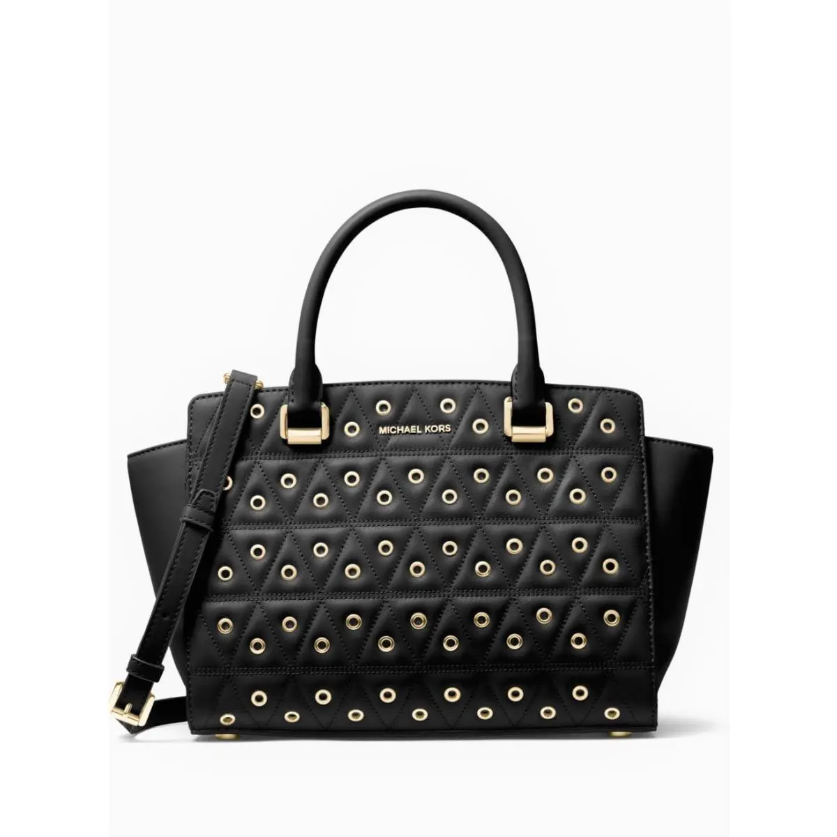 Michael Kors Selma Grommeted Quilted Leather Satchel Shoulder Bag 114
