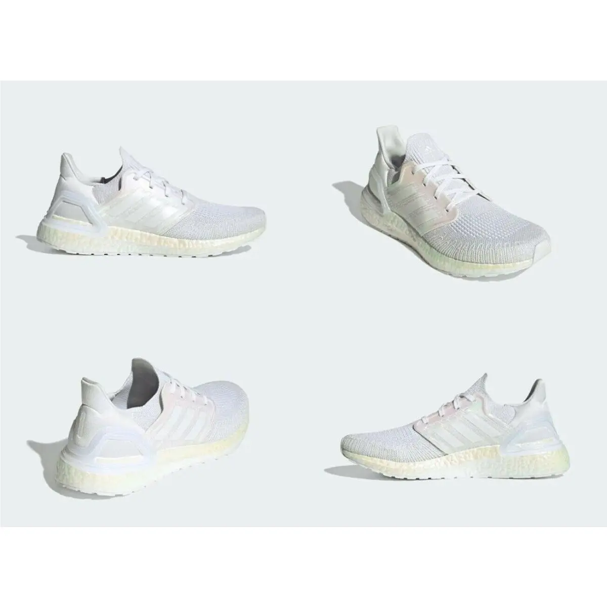 Adidas Ultraboost 20 White Iridescent Running Shoes Mens Size 9.5 US FW8721