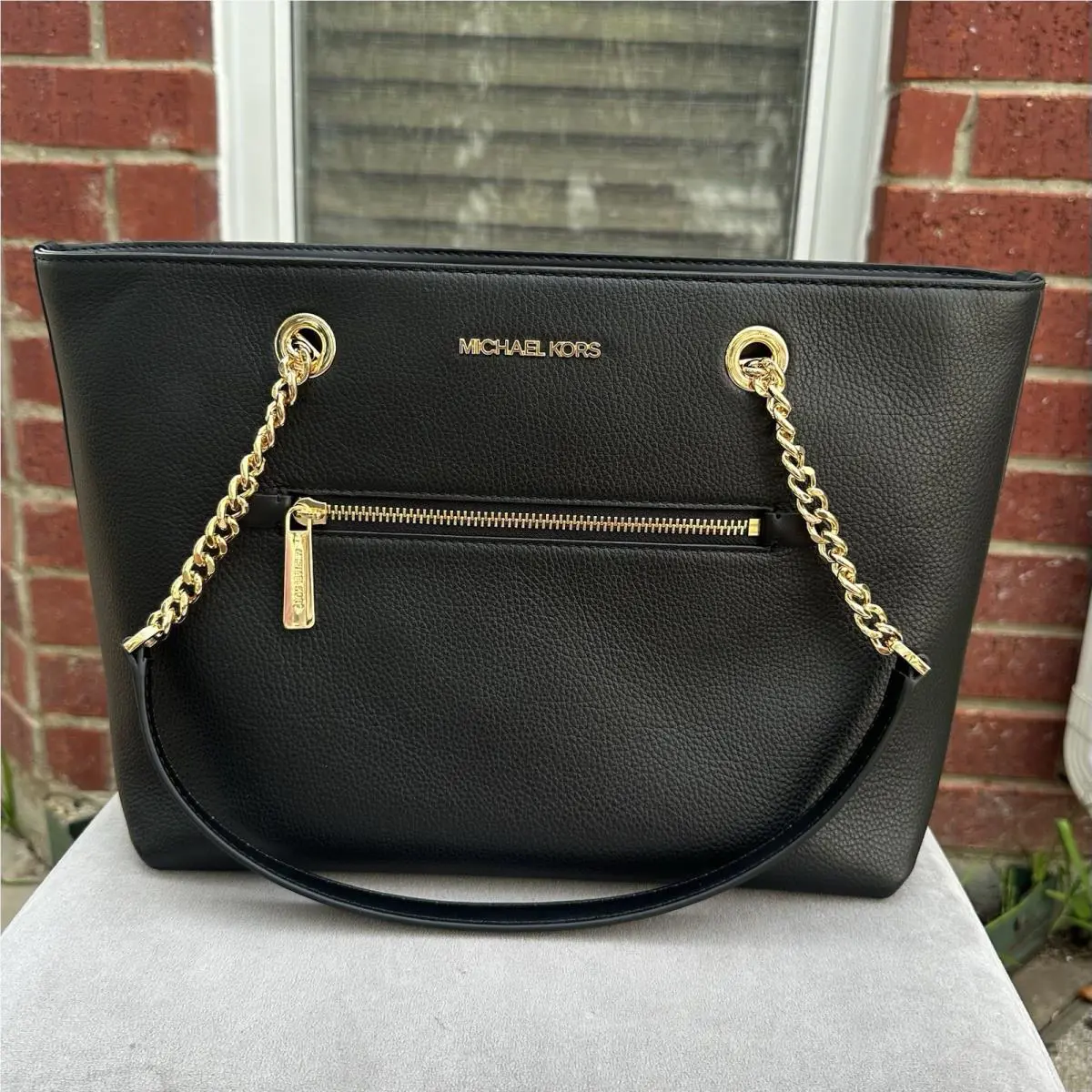Michael Kors Medium Fashion Leather Tote Handbag Purse Shoulder Bag - Black