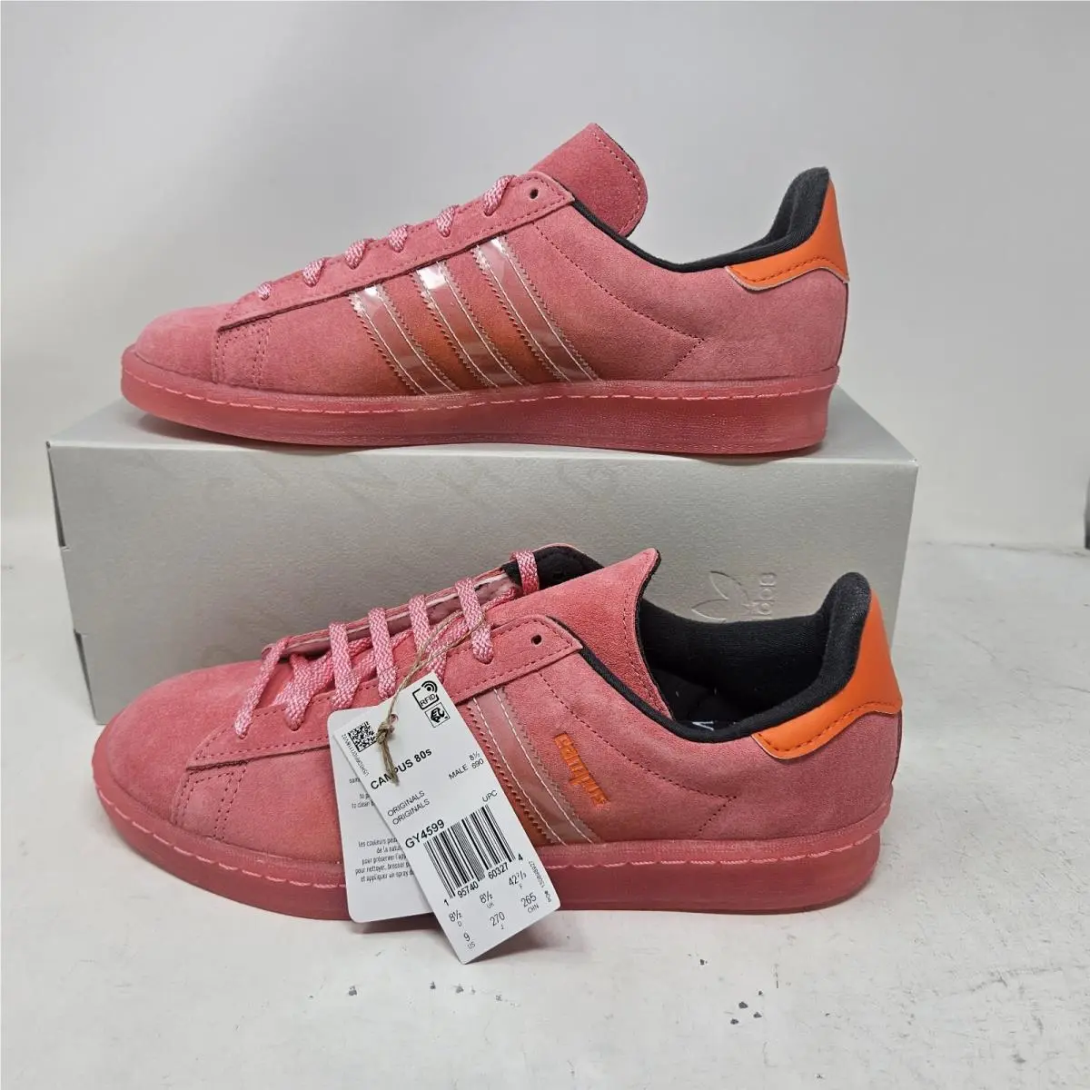 Men`s Adidas Campus 80s Low York Coral Athletic Shoes / GY4599 / Size 9