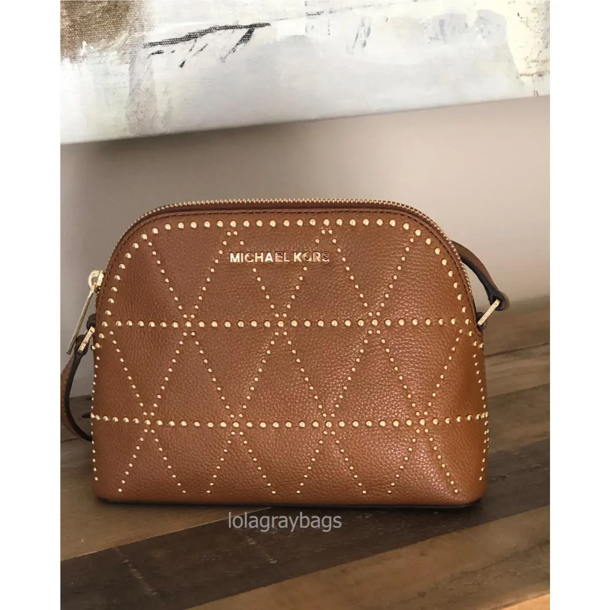Adele Medium Dome Leather Crossbody/luggage/brown by Michael Kors