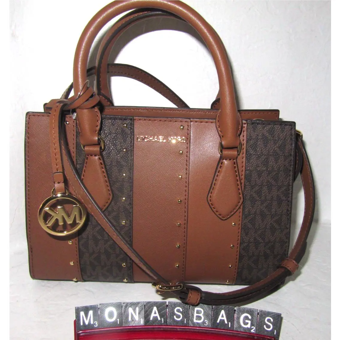 Michael Kors Sheila Center Zip Small Luggage Signature Satchel Bag