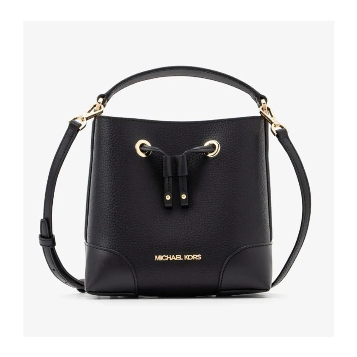 Michael Kors Mercer Black Leather Small Drawstring Bucket Bag Crossbody Bag