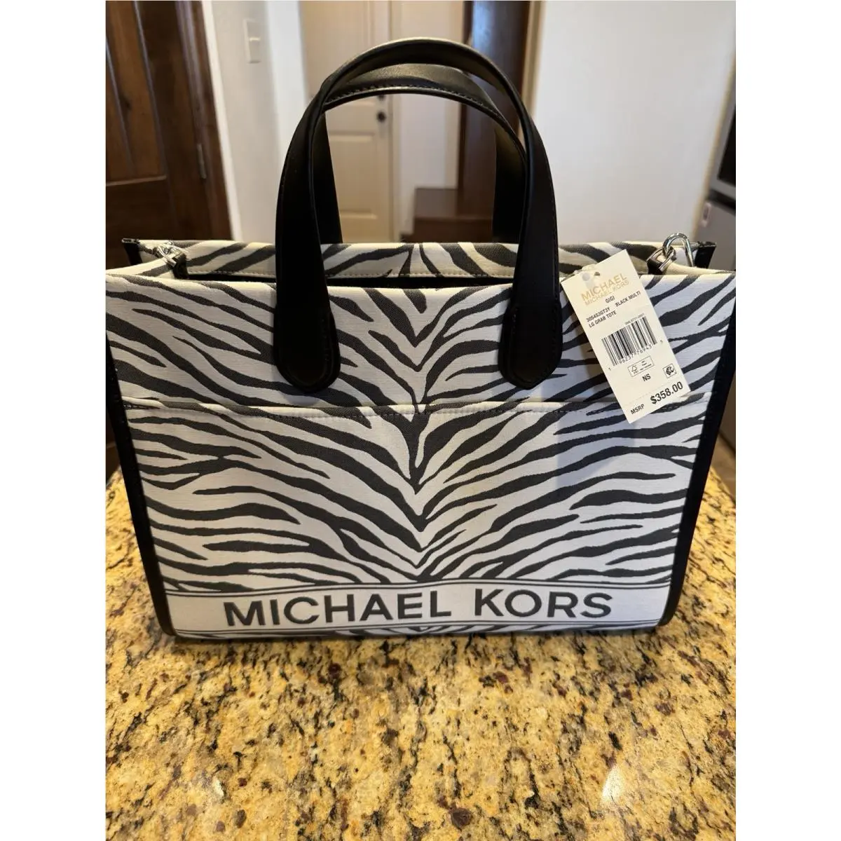 Gigi Large Zebra Print Tote Bag by Michael Kors