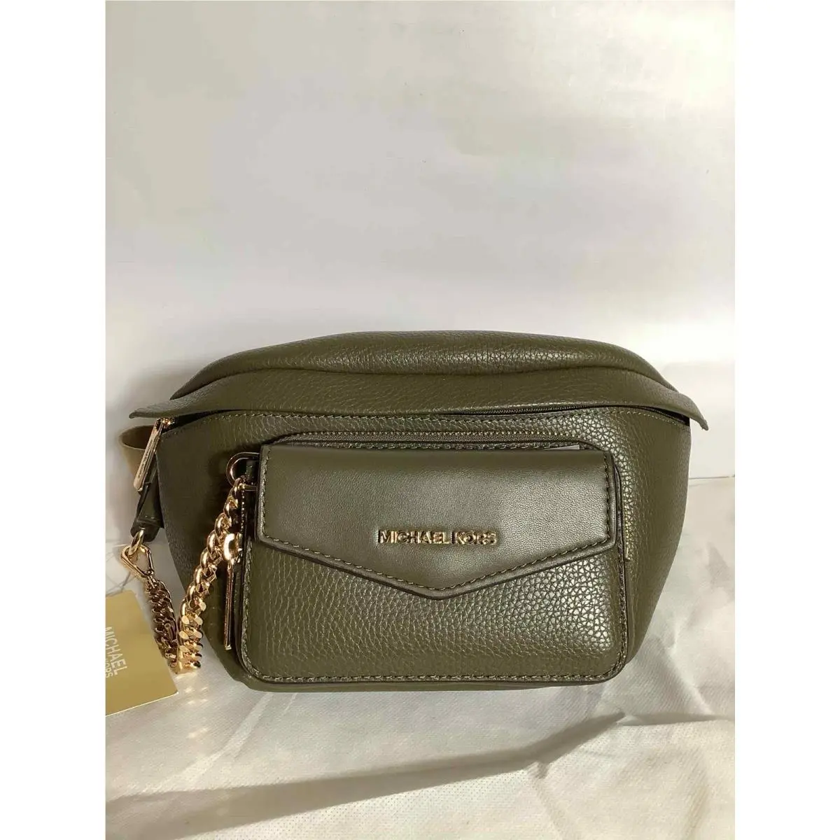 Michael Kors Olive Green 2 In 1 Waistpack with Detachable Card Case
