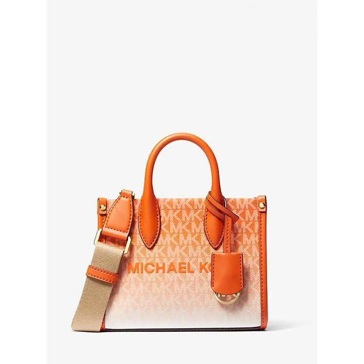 Michael Kors Mirella Small Ombre Logo Tote Bag Crossbody Strap Purse East West