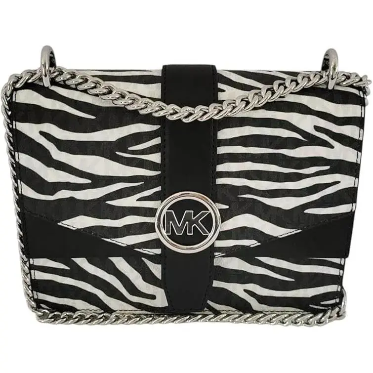 Michael Kors Greenwich Small Logo Crossbody Bag Shoulder Bag Purse Black Multi - Hardware: Gold, Exterior: Black, Lining: Black