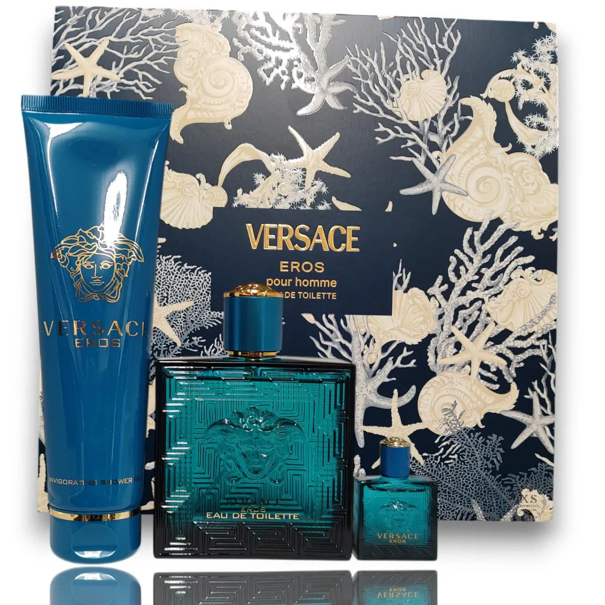 Versace Eros Men 3pc Set 3.4oz Edt + 5ml Mini Splash + 5.0oz Shower Gel