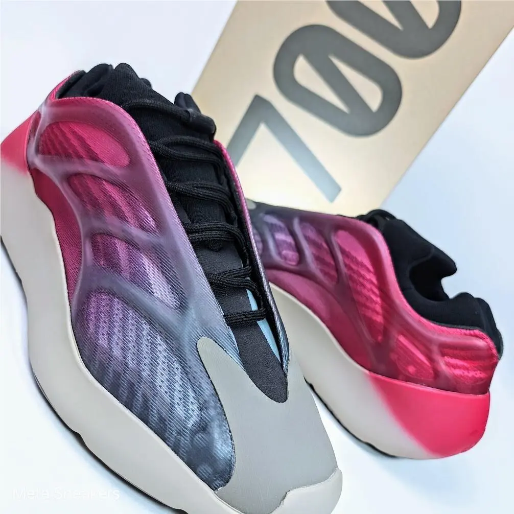Adidas US 12 Men`s Fade Carbon Pink Blue Black Grey Yeezy 700 V3 GW1814