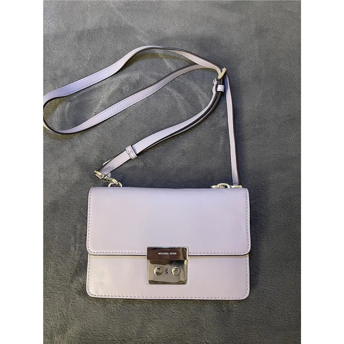 Michael Kors Sloan Small Gusset Xbody Shoulder Flap Bag Purse Leather Lilac