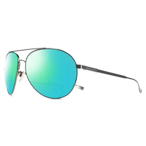 SCHD57M-568P Titanium Mens Polarized Bifocal Sunglasses in Gunmetal 64mm Green Mirror by Chopard