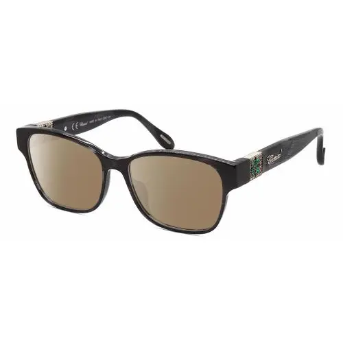 VCH304S-09MS 23KT Gold Plated Cat Eye Polarized Sunglass Black Grey 54mm Amber Brown Polar by Chopard