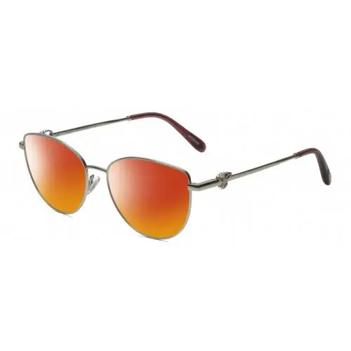VCHF51S-0579 23KT Gold Plated Cateye Polarized Sunglasses in Silver 54mm Red Mirror Polar by Chopard