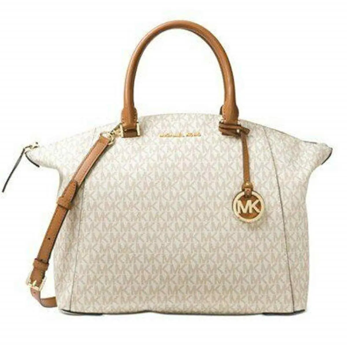 Michael Kors Riley Large Signature Satchel Vanilla 38H7GRLS7B