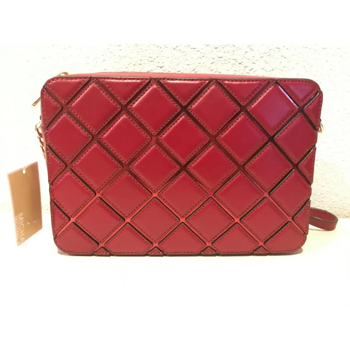 Michael Kors Large EW Crossbody Cherry Color Bag Leather
