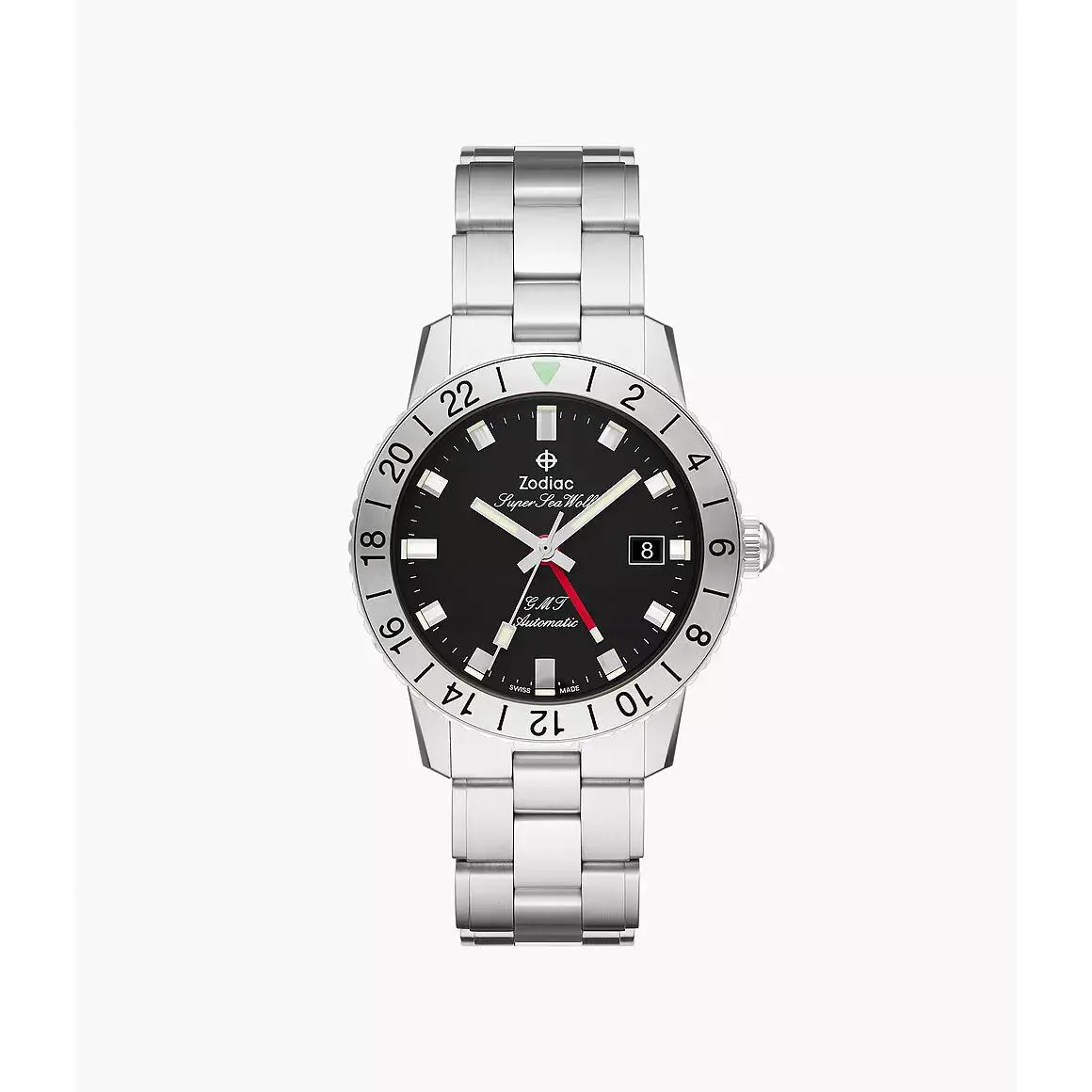 Super Sea Wolf Gmt Black Dial Steel Bracelet Watch ZO9405 by Zodiac
