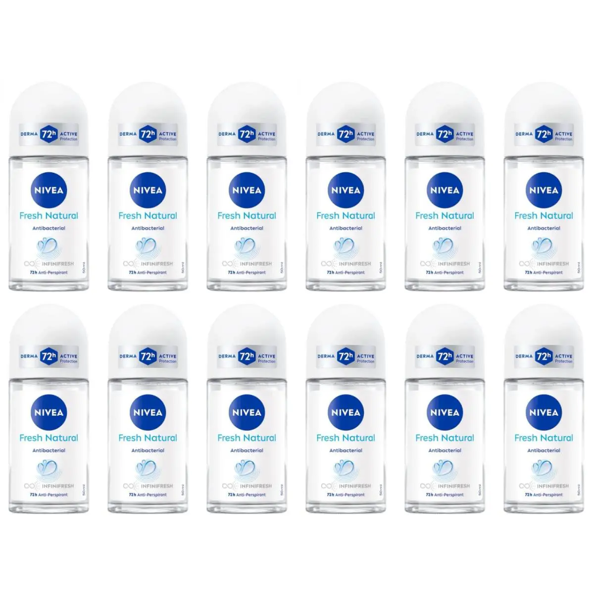 Nivea Fresh Natural Roll-on Deodorant 72H Anti Bacterial Infiniti Fresh50ml 12X