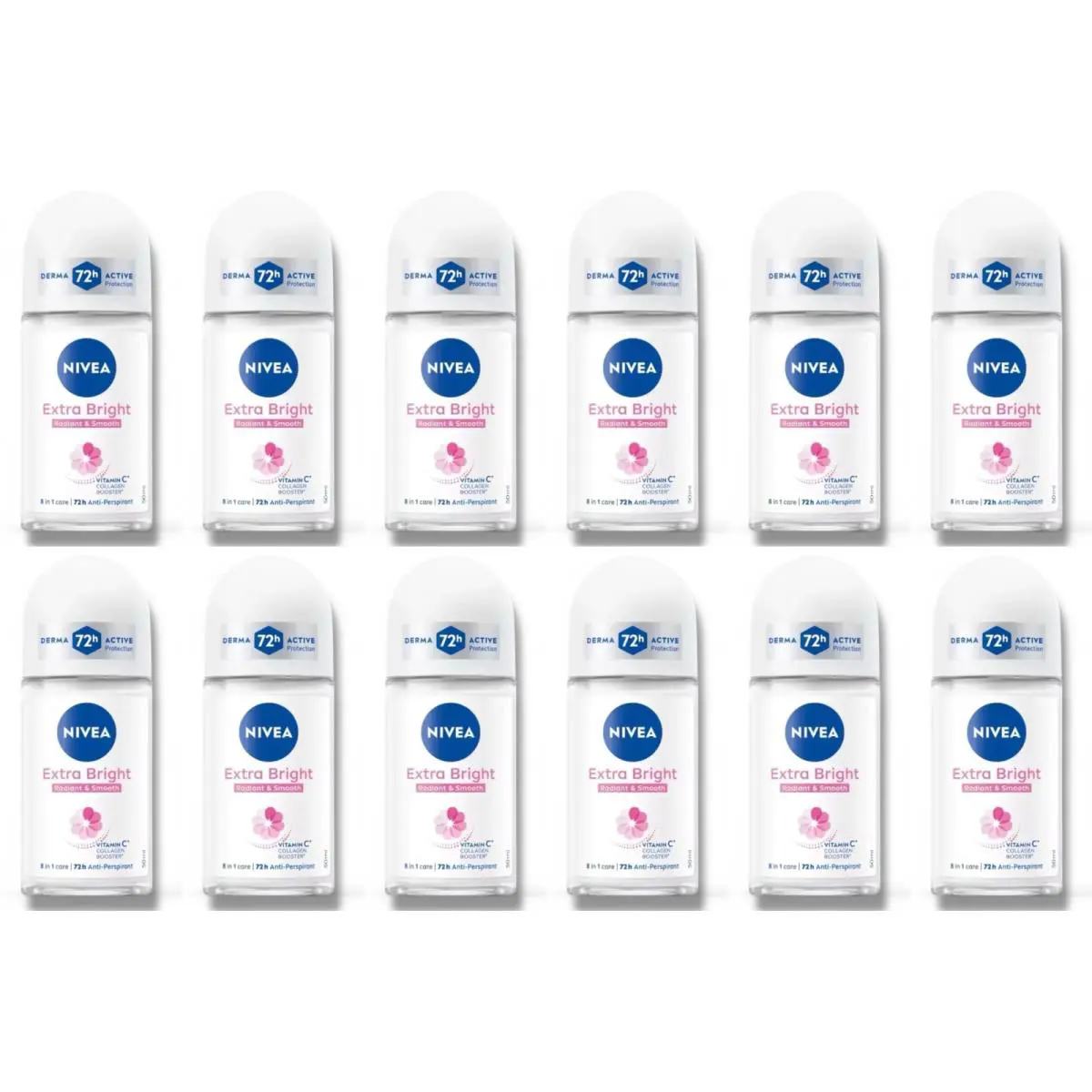 Nivea Extra Bright Roll On Deodorant Vitamin C Collagen Booster Travel Size 12PK