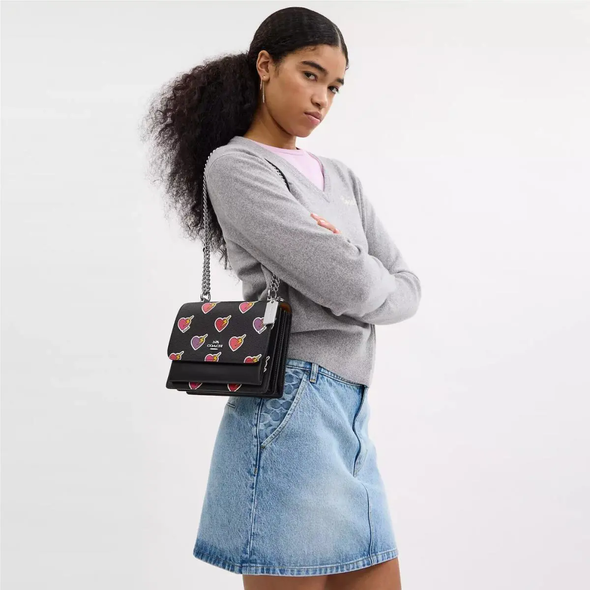Klare Crossbody Bag In Signature Canvas with Heart Cherry Print CE610 by Coach