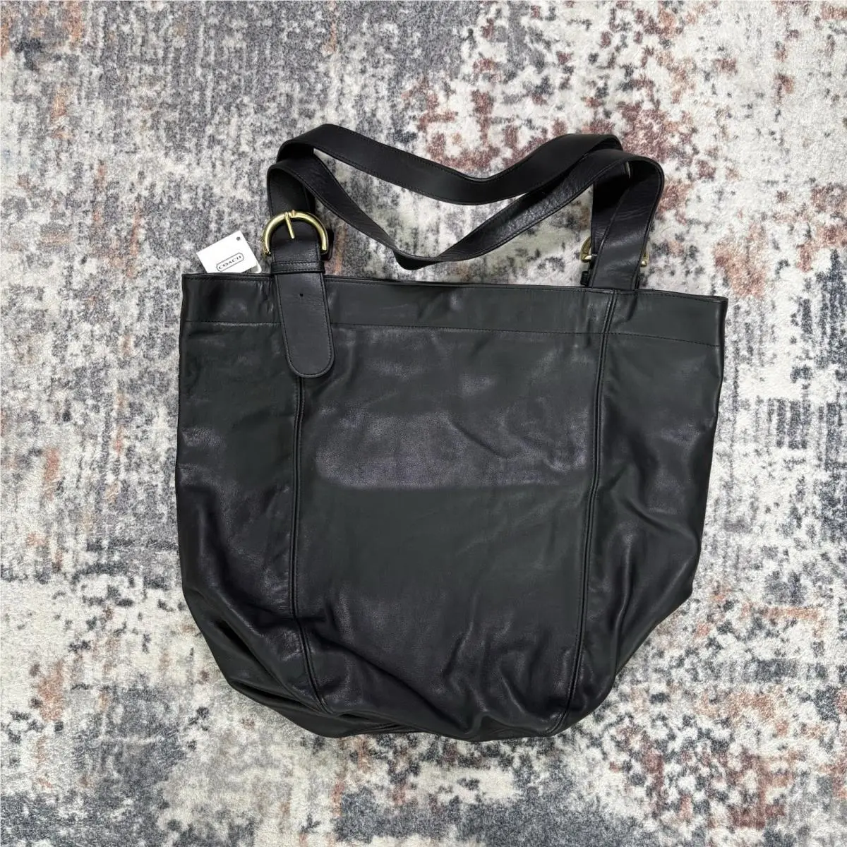 Coach Soho Tote Bag Vintage Black Leather Brass Buckle