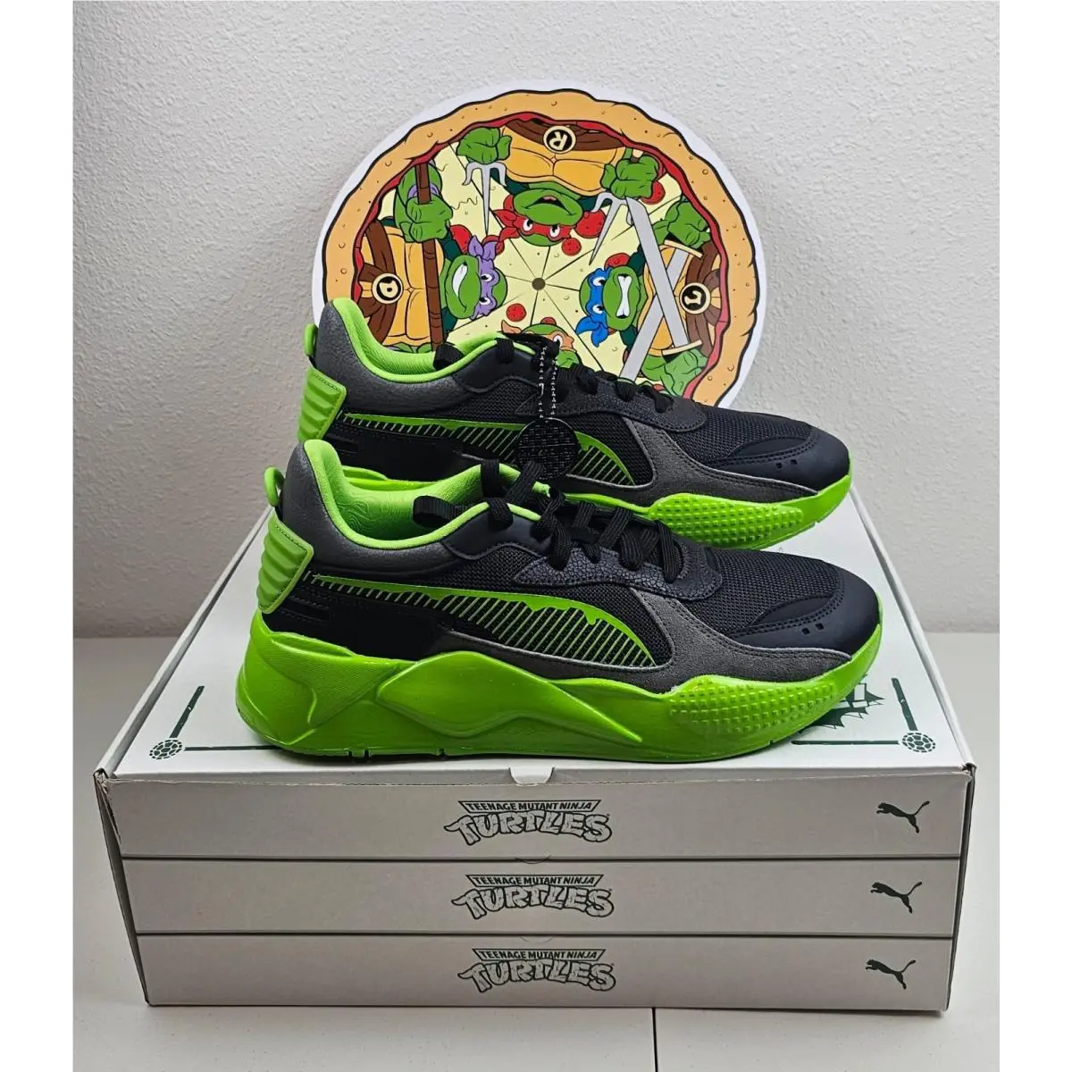 SZ 11.5_Puma Tmnt Rs-x Mens Black/green/grey Limited Retro Turtles 402373-01
