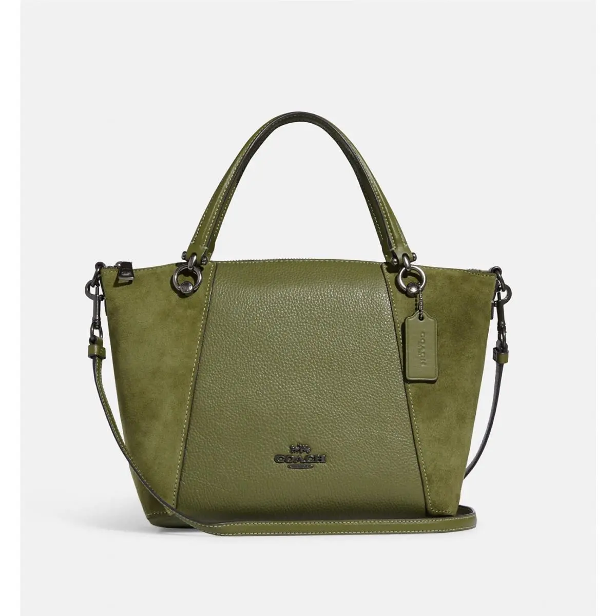 Coach Kacey Satchel Black Antique Nickel/olive Green CC838