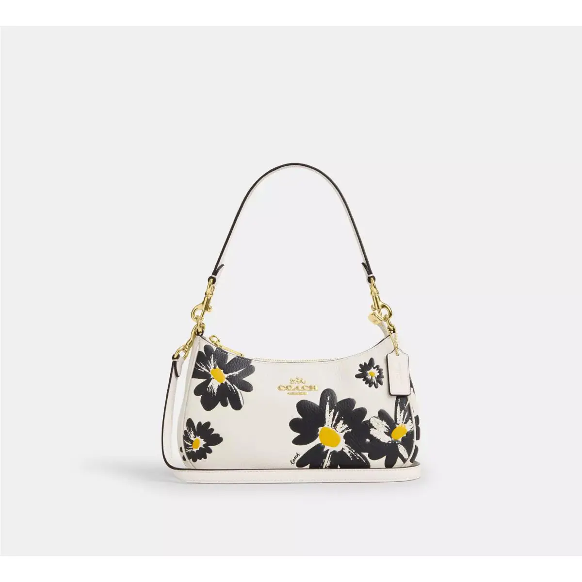 Coach CZ587 Teri Shoulder Bag Floral Print Pebble Leather Crossbody Chalk Multi