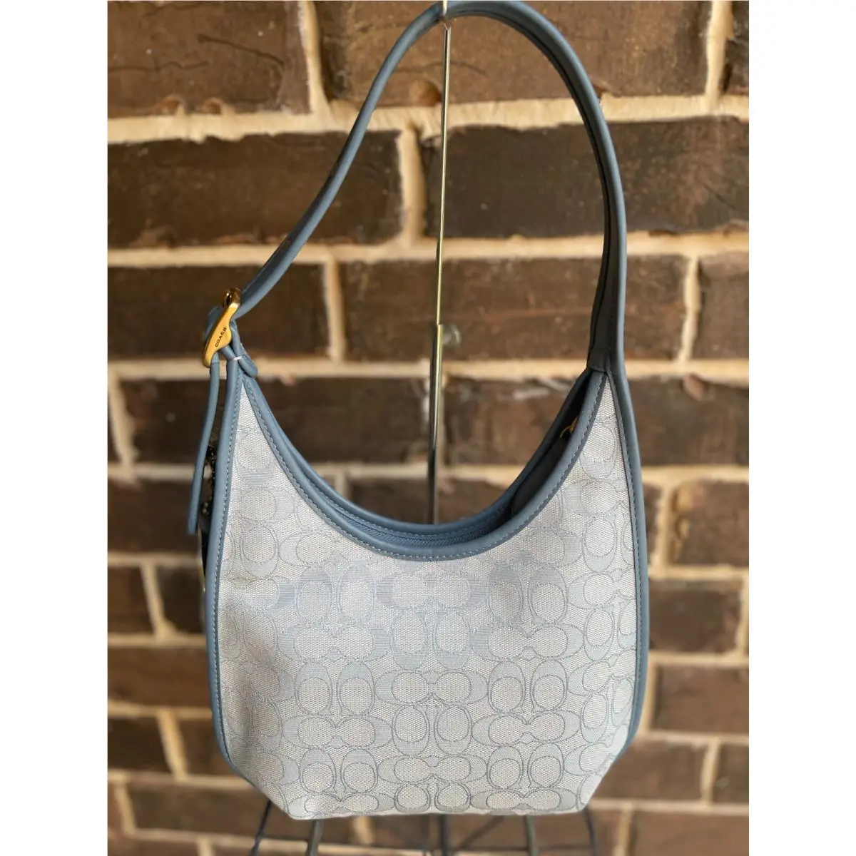 Coach Ergo Medium Leather C2588 Shoulder Bag Marble Blue Azure