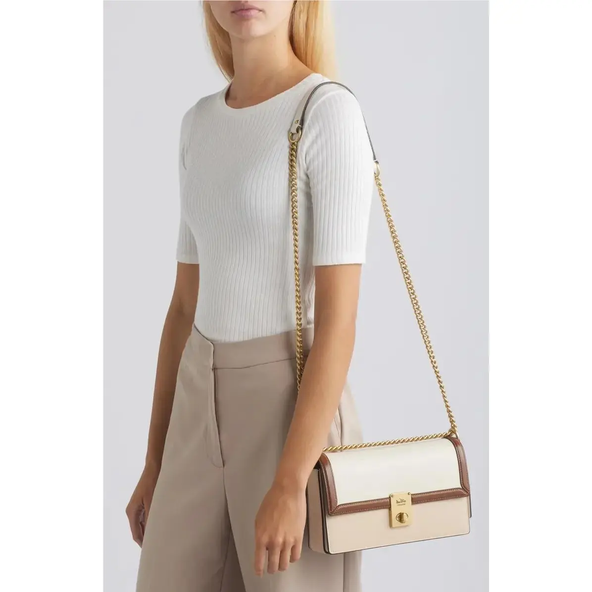 Coach Hutton Colorblock Leather Shoulder Bag