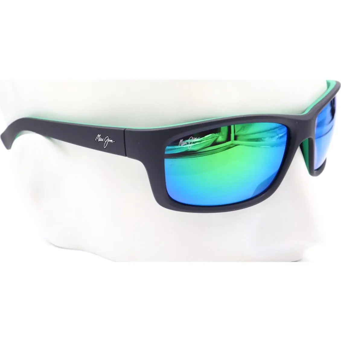 Maui Jim Kanaio Coast Black / Green Sunglasses GM766-02 / MJ0766S-004 - Frame: Black and green, Lens: Green