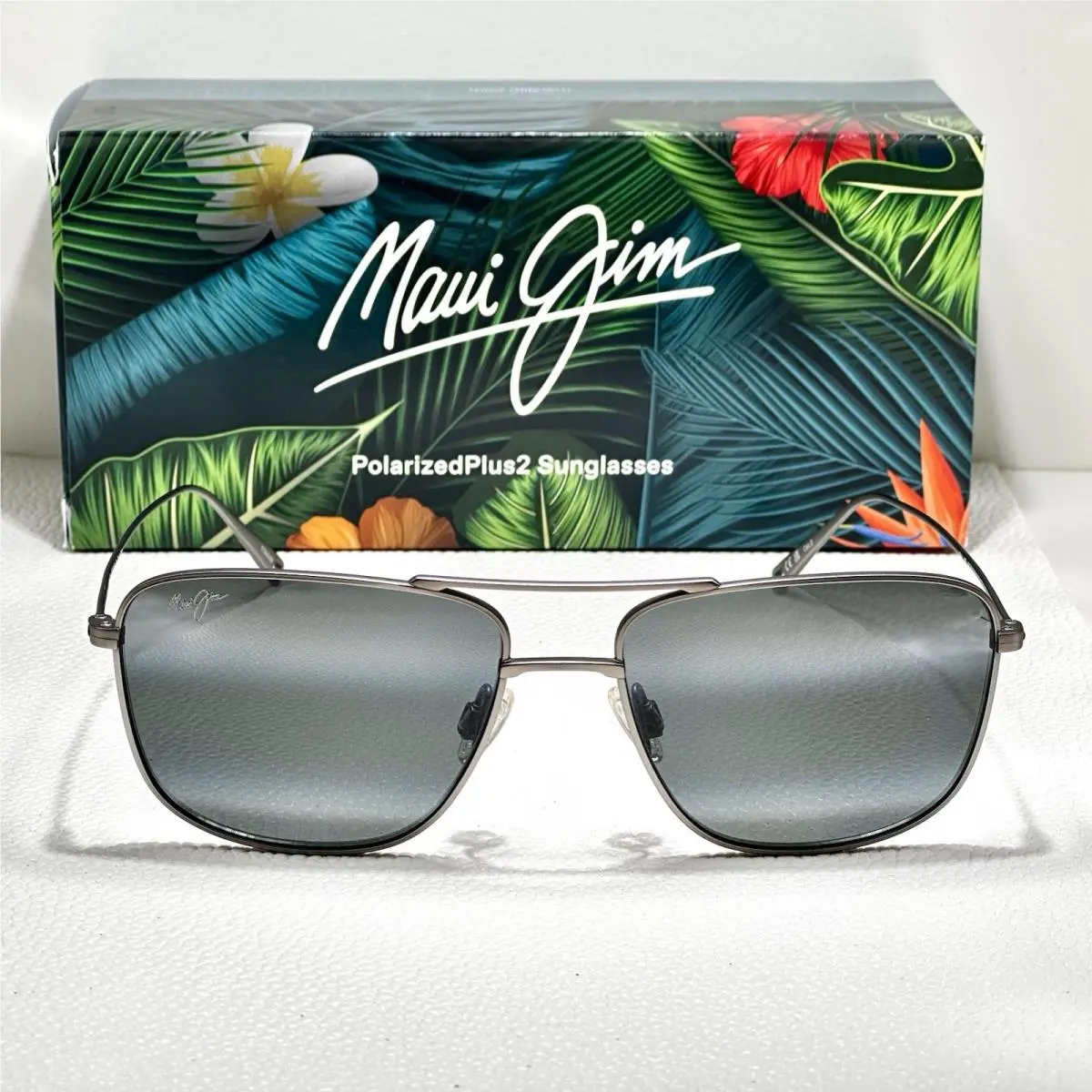Maui Jim Mikioi Titanium Gray Aviator Sunglasses 887-17 / MJ0887S-001