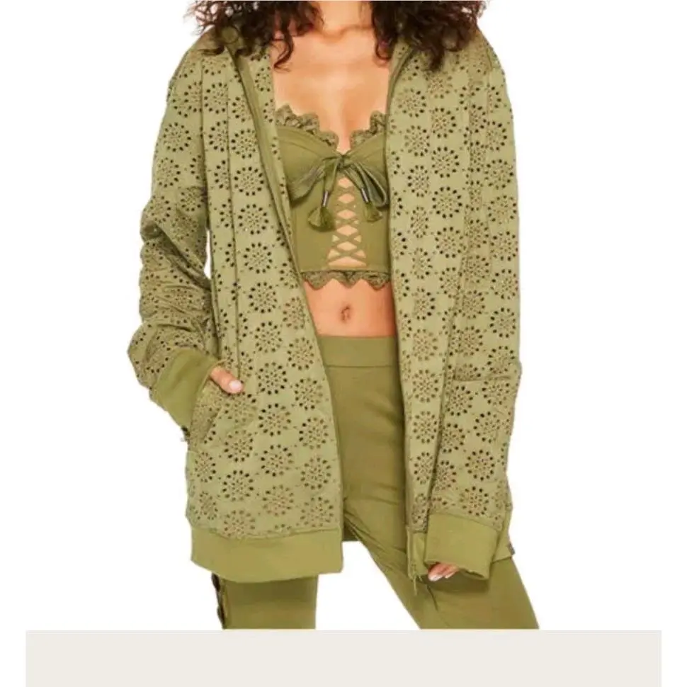 Puma Fenty Womens Olive Green Zip-up Embroidered Edge Jacket Size XS R