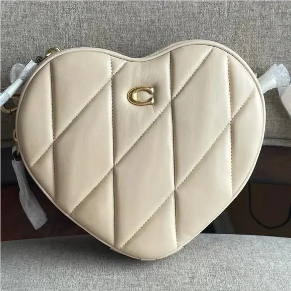 Coach CE725 Heart Crossbody Bag with Quilting Nappa Leather In Ivory
