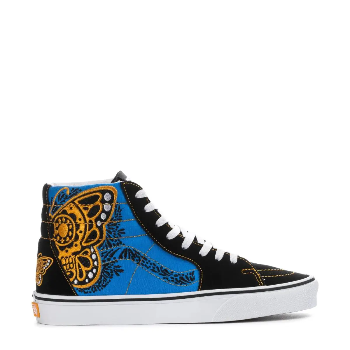 Vans shoes - VANS Sk8-Hi - BLACK / BLUE / GOLD BUTTERFLY SKULL - VN0A32QGBER 6
