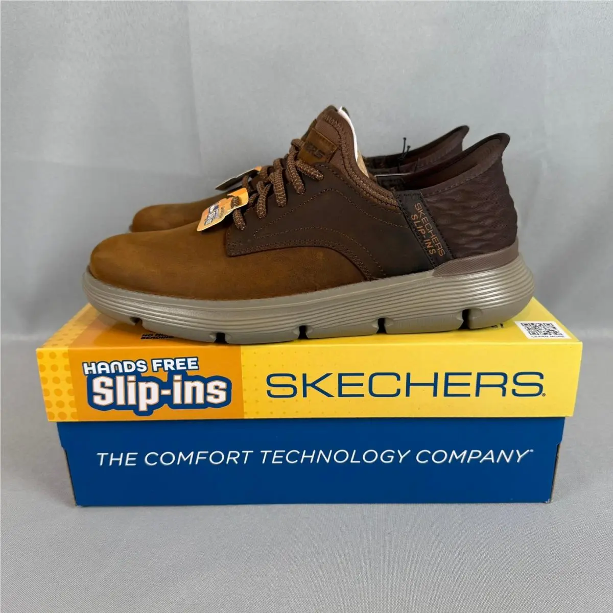 Skechers Garza Gervin Hands Free Slip-in Shoes Mens 8 Dark Brown 205046