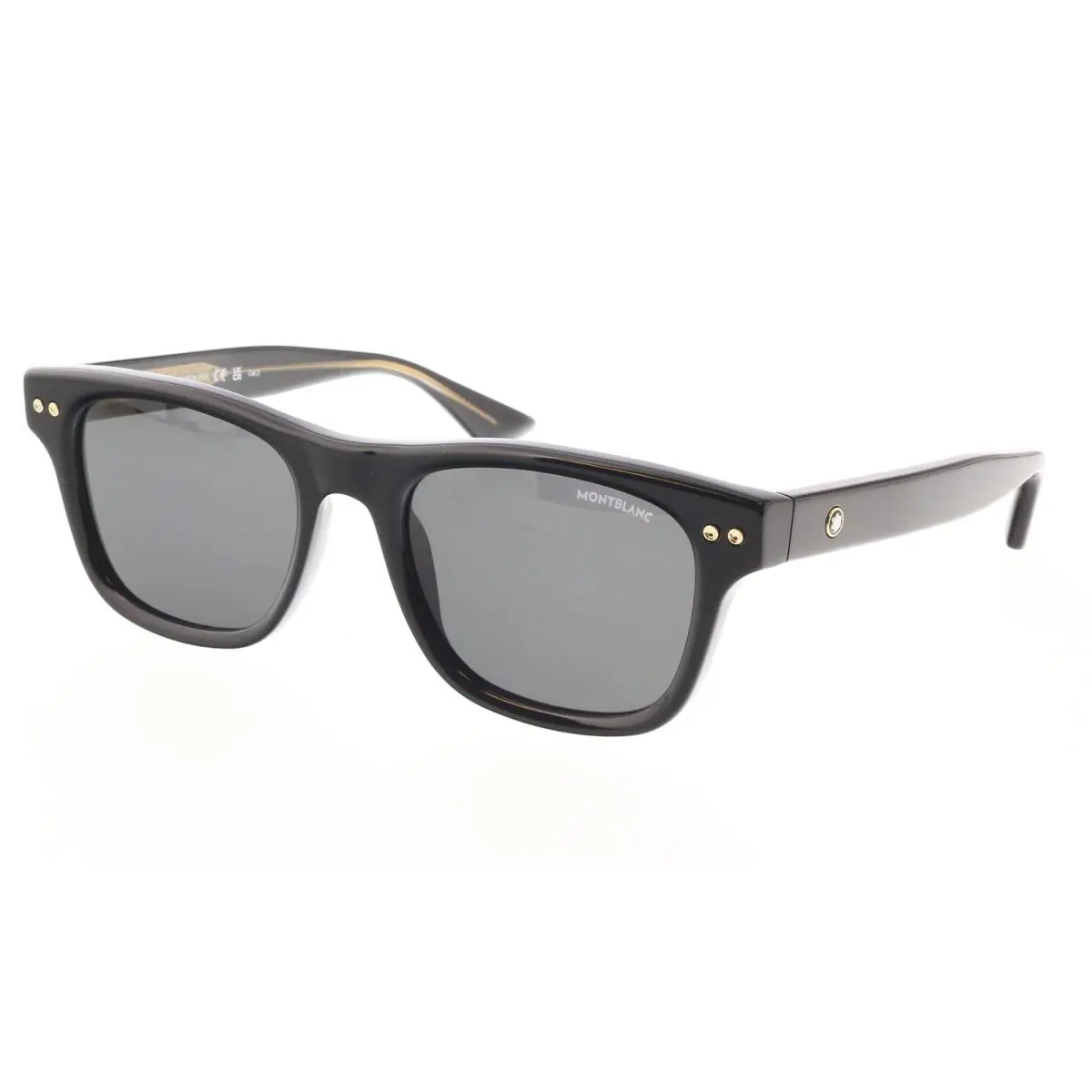 MB0254S-001 Bold Black Square Sunglasses with Gold Detailing by Montblanc