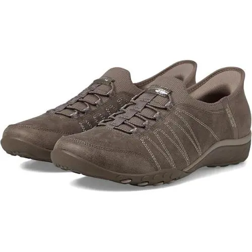 Skechers Womens Breathe Easy Home Body Slip-on Sneakers Shoes Dark Taupe 8 M - Dark Taupe