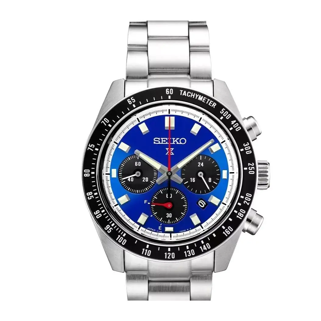 Seiko SSC931 Speedtimer Watch Light Blue Dial Solar Chronograph Japan