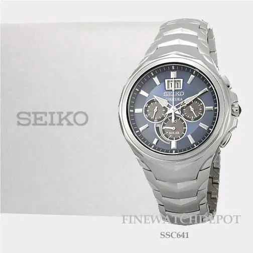 Men`s Seiko Coutura Solar Chronograph Stainless Steel Watch SSC641