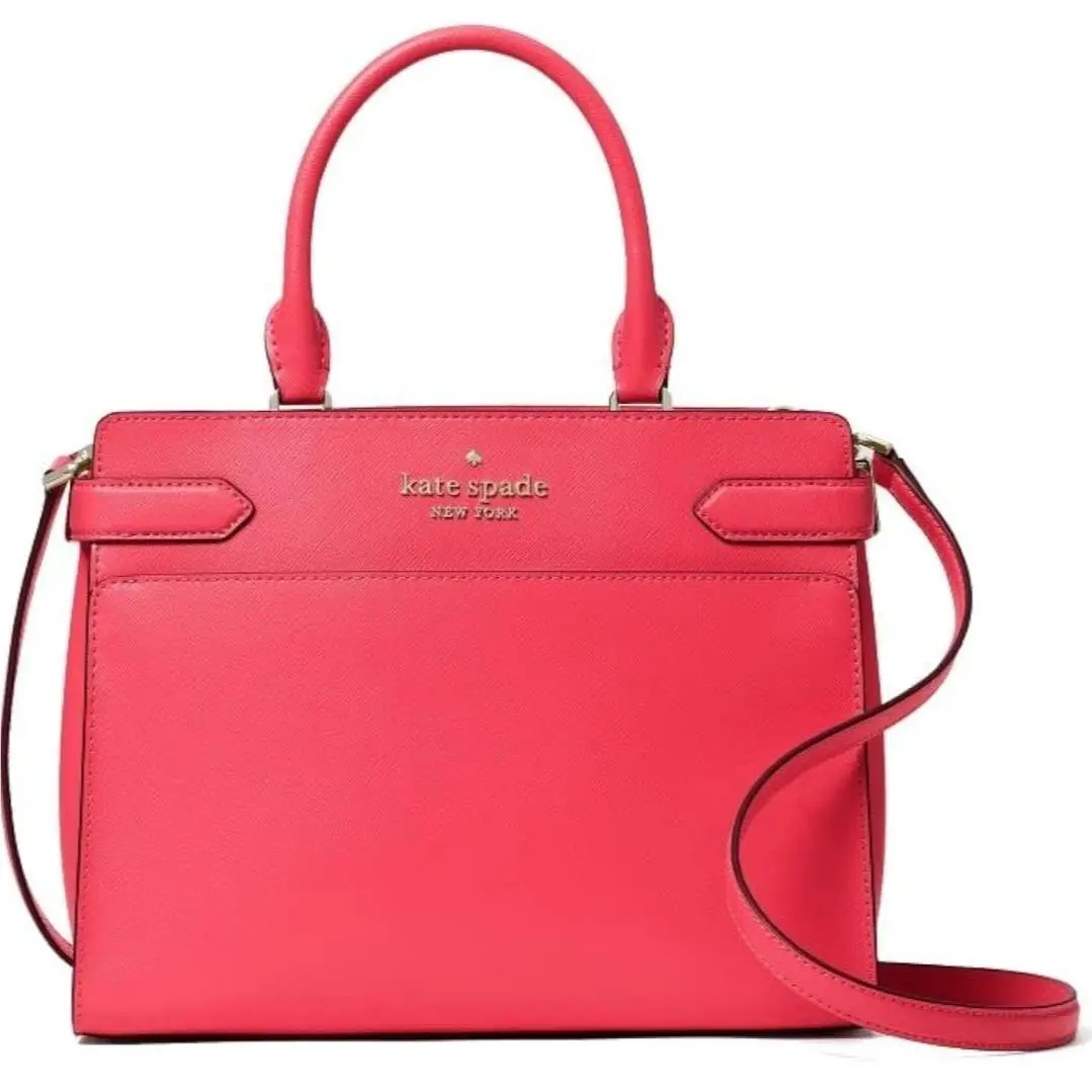 Kate Spade New York Staci Small Saffiano Leather Satchel Bag Watermelon