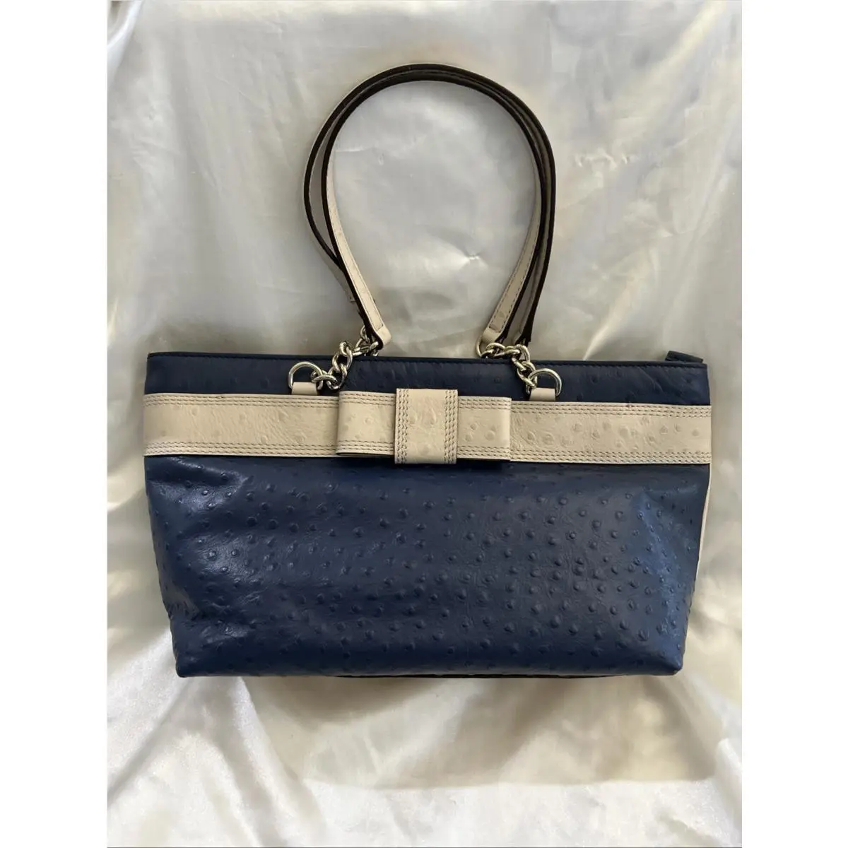 2014 Kate Spade Full Zip Bow Bridged Navy Blue/ivory PURSE/BAG-WKRU2460