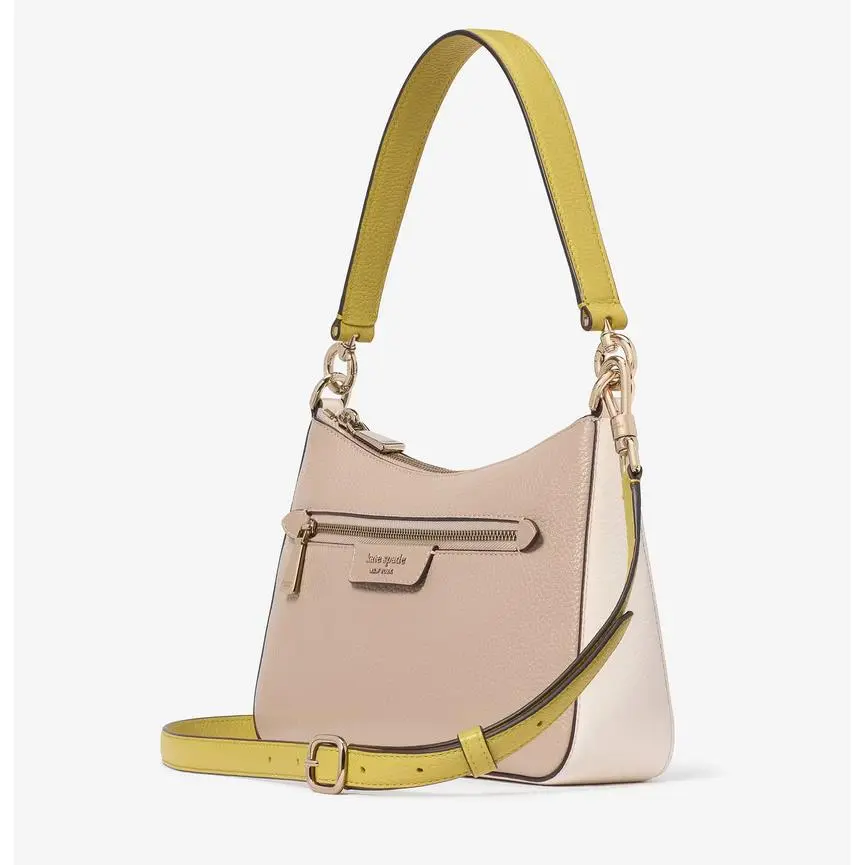 New Kate Spade York Hudson Pebbled Leather Convertible Crossbody Timeless Taupe