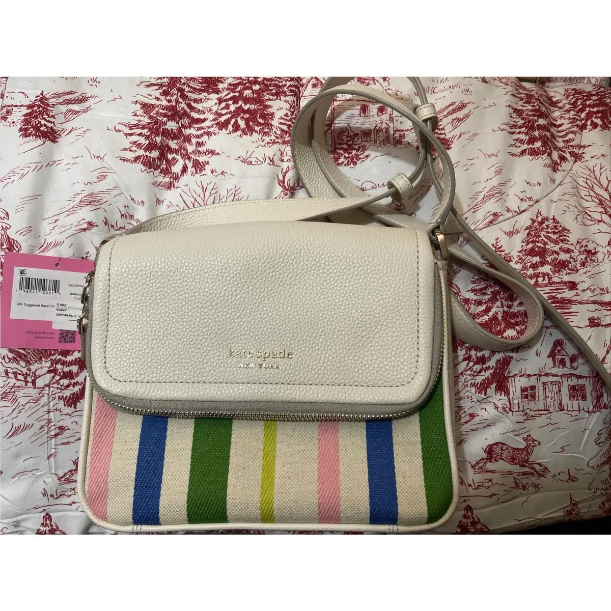 Kate Spade Run Around Breezy Stripes Crossbody Bag Purse