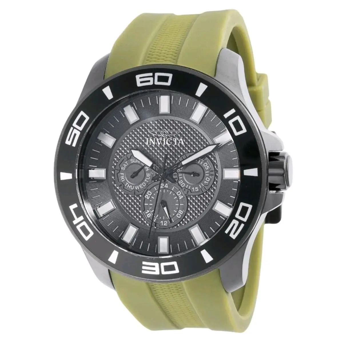 Invicta Pro Diver Impact Men`s Watch 50 mm Olive Green Band 46035